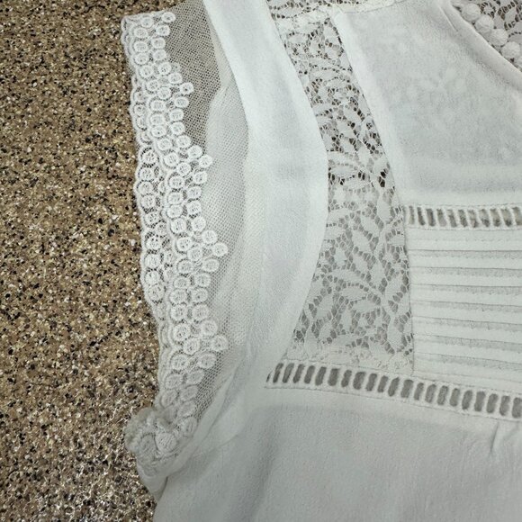 Daniel Rainn Blouse White Summer Spring Lace Crochet Top - Picture 5 of 5